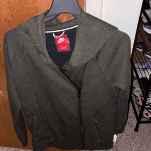 Nike Dark Olive Asymmetrical Zip Hoodie